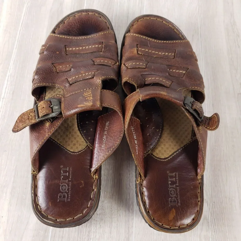 Born Murphy Fisherman Sandals Mens 10 Brown Leather Buckle Handcrafted Comfort